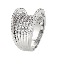 Load image into Gallery viewer, 3W1609 - Rhodium Brass Ring with AAA Grade CZ in Clear