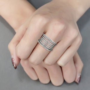 3W1609 - Rhodium Brass Ring with AAA Grade CZ in Clear