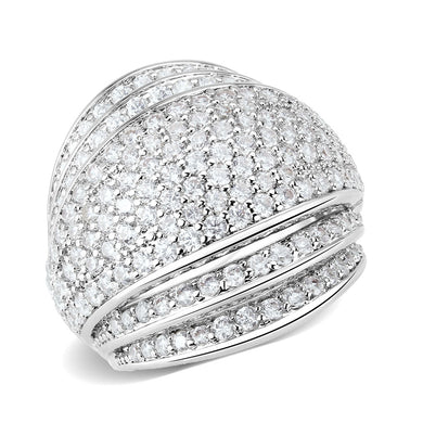 3W1610 - Rhodium Brass Ring with AAA Grade CZ in Clear
