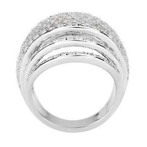 3W1610 - Rhodium Brass Ring with AAA Grade CZ in Clear