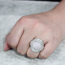 Load image into Gallery viewer, 3W1610 - Rhodium Brass Ring with AAA Grade CZ in Clear