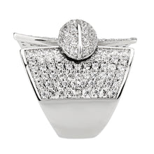 Load image into Gallery viewer, 3W1611 - Rhodium Brass Ring with AAA Grade CZ in Clear