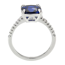 Load image into Gallery viewer, 3W1612 - Rhodium Brass Ring with Lab Spinel in London Blue