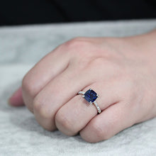 Load image into Gallery viewer, 3W1612 - Rhodium Brass Ring with Lab Spinel in London Blue