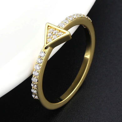 3W1615 - Flash Gold Brass Ring with AAA Grade CZ in Clear