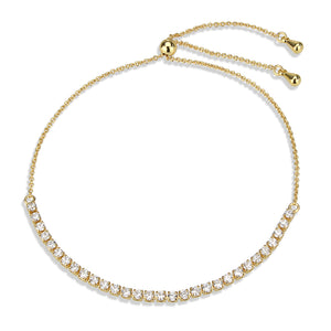 3W1644 - Gold Brass Bracelet with AAA Grade CZ in Clear