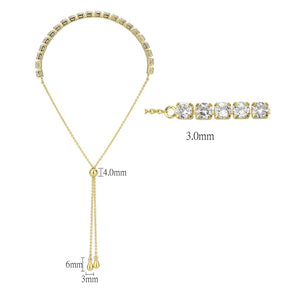3W1650 - Gold Brass Bracelet with AAA Grade CZ in Clear