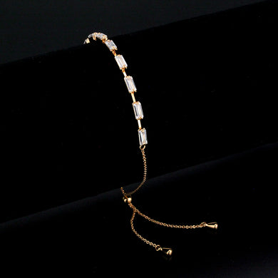 3W1657 - Rose Gold Brass Bracelet with AAA Grade CZ in Clear