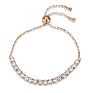 3W1666 - Rose Gold Brass Bracelet with AAA Grade CZ in Clear