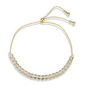 3W1668 - Gold Brass Bracelet with AAA Grade CZ in Clear