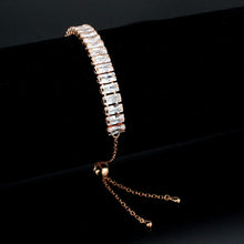 Load image into Gallery viewer, 3W1678 - Rose Gold Brass Bracelet with AAA Grade CZ in Clear