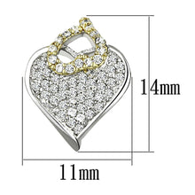 Load image into Gallery viewer, 3W356 - Reverse Two-Tone Brass Earrings with AAA Grade CZ  in Clear