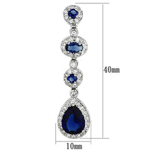 Load image into Gallery viewer, 3W367 - Rhodium Brass Earrings with Synthetic Synthetic Glass in Sapphire