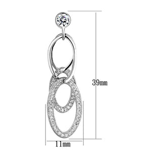 3W379 - Rhodium Brass Earrings with AAA Grade CZ  in Clear