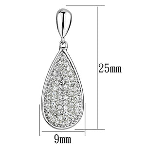 3W380 - Rhodium Brass Earrings with AAA Grade CZ  in Clear