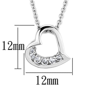 3W410 - Rhodium Brass Necklace with AAA Grade CZ  in Clear