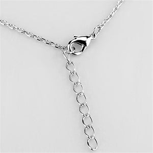 3W443 - Rhodium Brass Necklace with AAA Grade CZ  in Clear