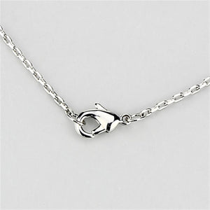 3W447 - Rhodium Brass Necklace with AAA Grade CZ  in Clear