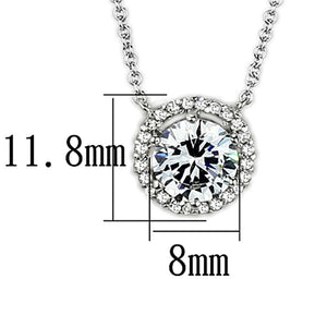 3W450 - Rhodium Brass Necklace with AAA Grade CZ  in Clear