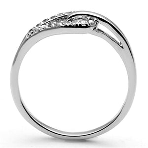 3W465 - Rhodium Brass Ring with AAA Grade CZ  in Clear
