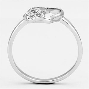 3W472 - Rhodium Brass Ring with AAA Grade CZ  in Clear
