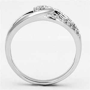 3W474 - Rhodium Brass Ring with AAA Grade CZ  in Clear