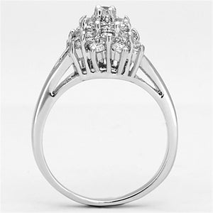 3W479 - Rhodium Brass Ring with AAA Grade CZ  in Clear