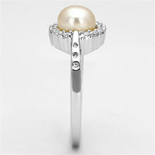 Load image into Gallery viewer, 3W487 - Rhodium Brass Ring with Synthetic Pearl in White