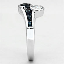 Load image into Gallery viewer, 3W494 - Rhodium Brass Ring with Synthetic Synthetic Glass in Sapphire