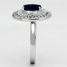 Load image into Gallery viewer, 3W495 - Rhodium Brass Ring with Synthetic Synthetic Glass in Sapphire