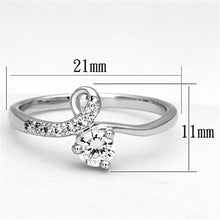 Load image into Gallery viewer, 3W497 - Rhodium Brass Ring with AAA Grade CZ  in Clear
