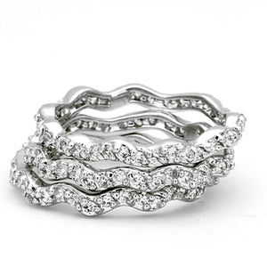 3W508 - Rhodium Brass Ring with AAA Grade CZ  in Clear