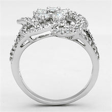 Load image into Gallery viewer, 3W523 - Rhodium Brass Ring with AAA Grade CZ  in Clear