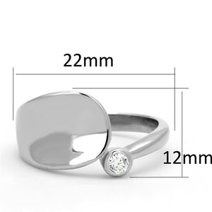 3W566 - Rhodium Brass Ring with AAA Grade CZ  in Clear