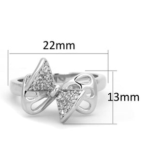 3W570 - Rhodium Brass Ring with AAA Grade CZ  in Clear