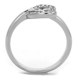 3W573 - Rhodium Brass Ring with AAA Grade CZ  in Clear