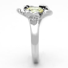 Load image into Gallery viewer, 3W585 - Rhodium Brass Ring with AAA Grade CZ  in Citrine Yellow