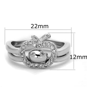 3W594 - Rhodium Brass Ring with AAA Grade CZ  in Clear