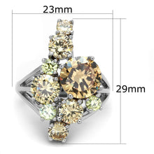 Load image into Gallery viewer, 3W600 - Rhodium Brass Ring with AAA Grade CZ  in Multi Color