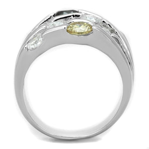 3W605 - Rhodium Brass Ring with AAA Grade CZ  in Multi Color