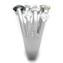Load image into Gallery viewer, 3W605 - Rhodium Brass Ring with AAA Grade CZ  in Multi Color