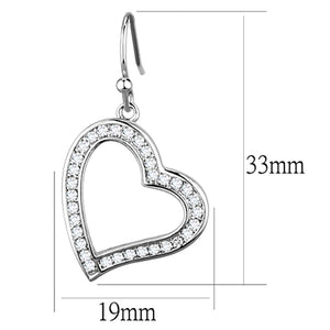 3W628 - Rhodium Brass Earrings with AAA Grade CZ  in Clear