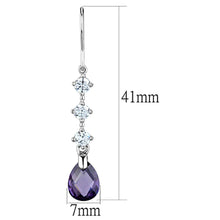 Load image into Gallery viewer, 3W635 - Rhodium Brass Earrings with AAA Grade CZ  in Amethyst