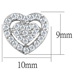 3W636 - Rhodium Brass Earrings with AAA Grade CZ  in Clear