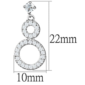 3W639 - Rhodium Brass Earrings with AAA Grade CZ  in Clear