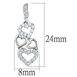 3W640 - Rhodium Brass Earrings with AAA Grade CZ  in Clear