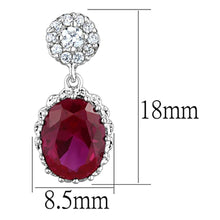Load image into Gallery viewer, 3W653 - Rhodium Brass Earrings with AAA Grade CZ  in Ruby