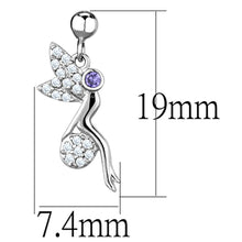 Load image into Gallery viewer, 3W670 - Rhodium Brass Earrings with AAA Grade CZ  in Amethyst