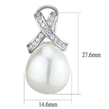 Load image into Gallery viewer, 3W677 - Rhodium Brass Earrings with Synthetic Pearl in White