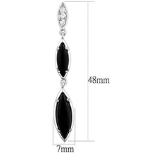Load image into Gallery viewer, 3W702 - Rhodium Brass Earrings with Synthetic Onyx in Jet